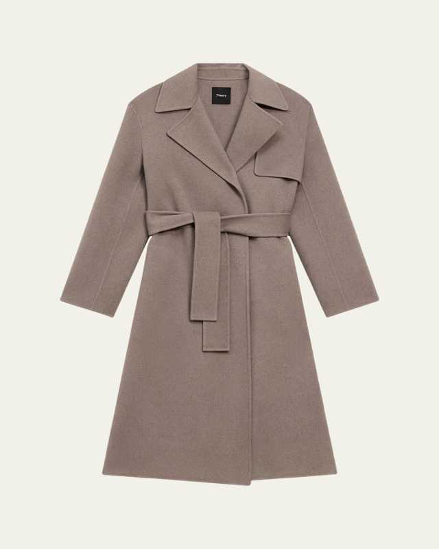 Wool & Cashmere Long Wrap Trench Coat